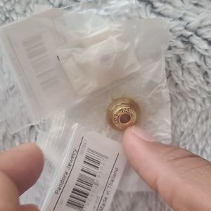 Pair of pandora shine 18k gold plated muranos